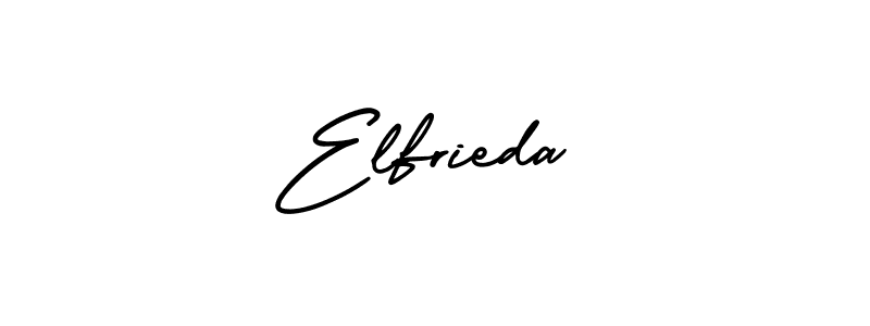 Elfrieda stylish signature style. Best Handwritten Sign (AmerikaSignatureDemo-Regular) for my name. Handwritten Signature Collection Ideas for my name Elfrieda. Elfrieda signature style 3 images and pictures png