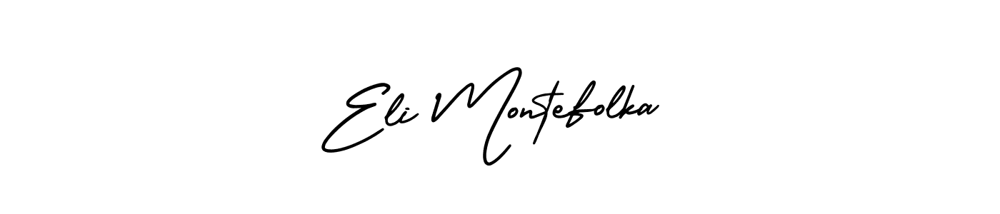 It looks lik you need a new signature style for name Eli Montefolka. Design unique handwritten (AmerikaSignatureDemo-Regular) signature with our free signature maker in just a few clicks. Eli Montefolka signature style 3 images and pictures png