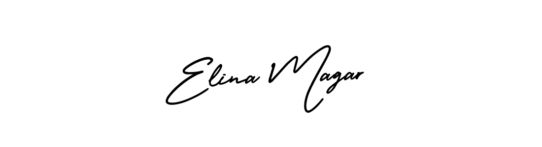 Create a beautiful signature design for name Elina Magar. With this signature (AmerikaSignatureDemo-Regular) fonts, you can make a handwritten signature for free. Elina Magar signature style 3 images and pictures png