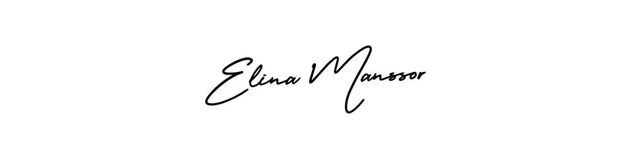 Elina Manssor stylish signature style. Best Handwritten Sign (AmerikaSignatureDemo-Regular) for my name. Handwritten Signature Collection Ideas for my name Elina Manssor. Elina Manssor signature style 3 images and pictures png