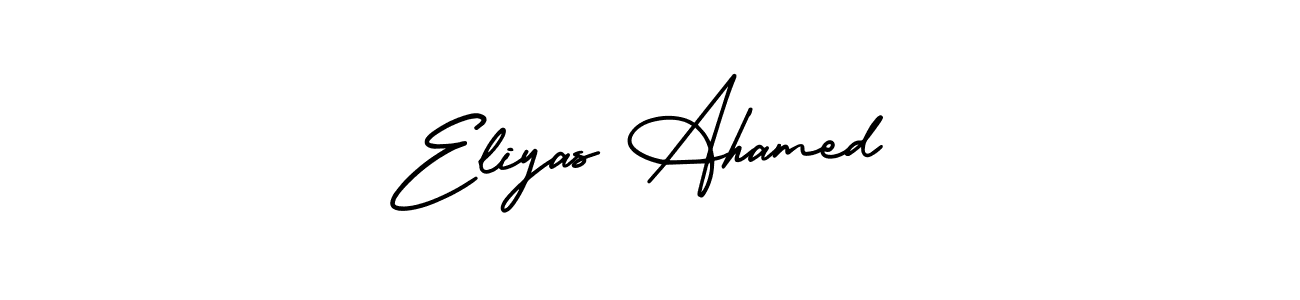 You should practise on your own different ways (AmerikaSignatureDemo-Regular) to write your name (Eliyas Ahamed) in signature. don't let someone else do it for you. Eliyas Ahamed signature style 3 images and pictures png