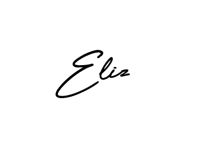 The best way (AmerikaSignatureDemo-Regular) to make a short signature is to pick only two or three words in your name. The name Eliz include a total of six letters. For converting this name. Eliz signature style 3 images and pictures png