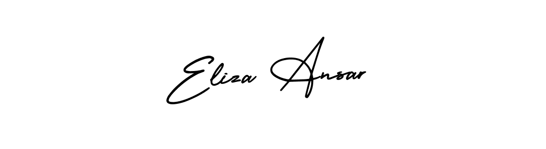 You should practise on your own different ways (AmerikaSignatureDemo-Regular) to write your name (Eliza Ansar) in signature. don't let someone else do it for you. Eliza Ansar signature style 3 images and pictures png