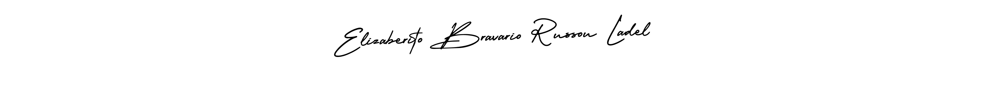 The best way (AmerikaSignatureDemo-Regular) to make a short signature is to pick only two or three words in your name. The name Elizaberito Bravario Russou Ladel include a total of six letters. For converting this name. Elizaberito Bravario Russou Ladel signature style 3 images and pictures png