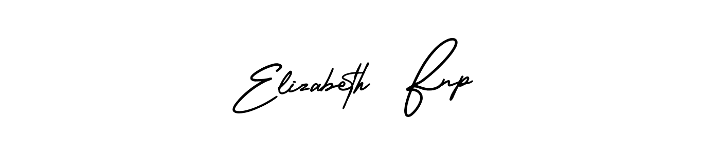 You should practise on your own different ways (AmerikaSignatureDemo-Regular) to write your name (Elizabeth  Fnp) in signature. don't let someone else do it for you. Elizabeth  Fnp signature style 3 images and pictures png
