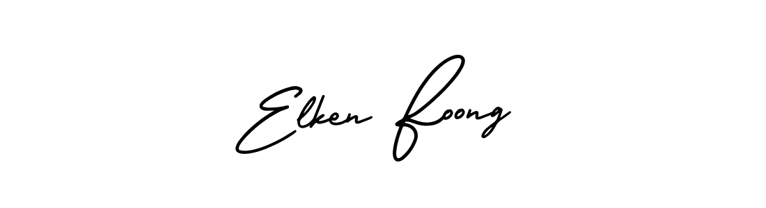 The best way (AmerikaSignatureDemo-Regular) to make a short signature is to pick only two or three words in your name. The name Elken Foong include a total of six letters. For converting this name. Elken Foong signature style 3 images and pictures png