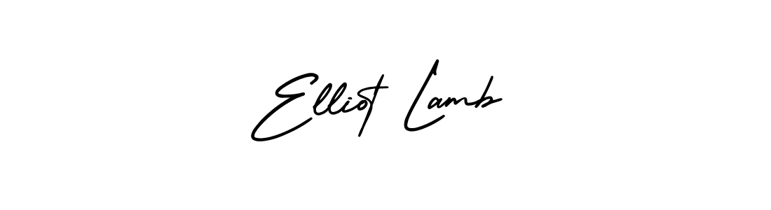 You should practise on your own different ways (AmerikaSignatureDemo-Regular) to write your name (Elliot Lamb) in signature. don't let someone else do it for you. Elliot Lamb signature style 3 images and pictures png