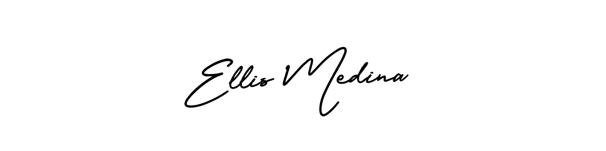 AmerikaSignatureDemo-Regular is a professional signature style that is perfect for those who want to add a touch of class to their signature. It is also a great choice for those who want to make their signature more unique. Get Ellis Medina name to fancy signature for free. Ellis Medina signature style 3 images and pictures png