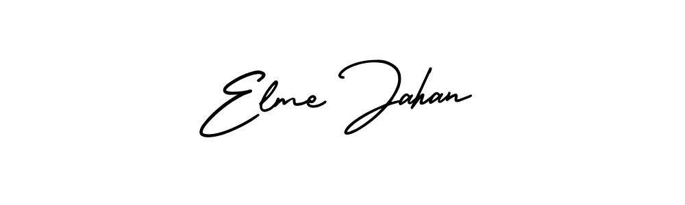 AmerikaSignatureDemo-Regular is a professional signature style that is perfect for those who want to add a touch of class to their signature. It is also a great choice for those who want to make their signature more unique. Get Elme Jahan name to fancy signature for free. Elme Jahan signature style 3 images and pictures png