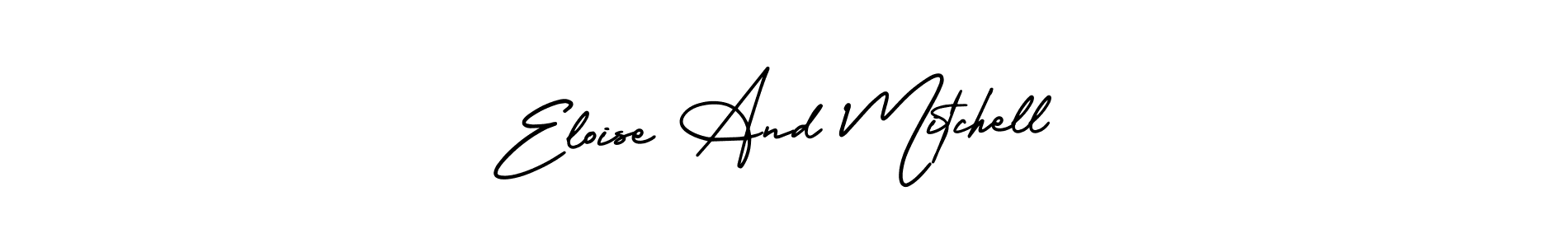 You should practise on your own different ways (AmerikaSignatureDemo-Regular) to write your name (Eloise And Mitchell) in signature. don't let someone else do it for you. Eloise And Mitchell signature style 3 images and pictures png