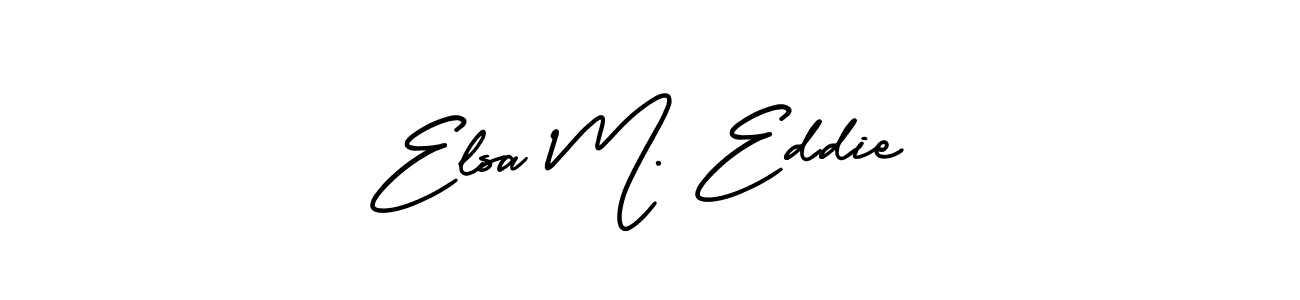 The best way (AmerikaSignatureDemo-Regular) to make a short signature is to pick only two or three words in your name. The name Elsa M. Eddie include a total of six letters. For converting this name. Elsa M. Eddie signature style 3 images and pictures png