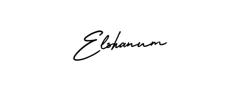 You should practise on your own different ways (AmerikaSignatureDemo-Regular) to write your name (Elshanum) in signature. don't let someone else do it for you. Elshanum signature style 3 images and pictures png