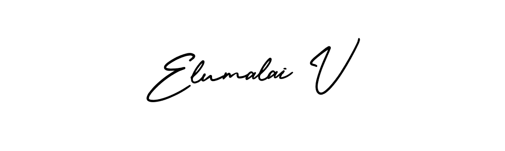 The best way (AmerikaSignatureDemo-Regular) to make a short signature is to pick only two or three words in your name. The name Elumalai V include a total of six letters. For converting this name. Elumalai V signature style 3 images and pictures png