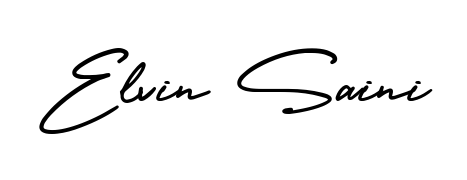 Looking for an artistic signature for Elvin Saini? The AmerikaSignatureDemo-Regular calligraphy style gives a sophisticated flow suitable for business cards and emails. Elvin Saini signature style 3 images and pictures png