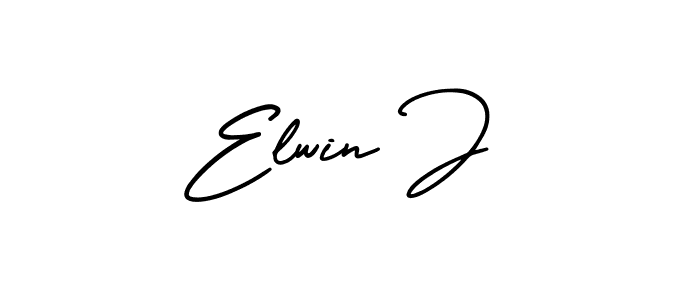 Use a signature maker to create a handwritten signature online. With this signature software, you can design (AmerikaSignatureDemo-Regular) your own signature for name Elwin J. Elwin J signature style 3 images and pictures png