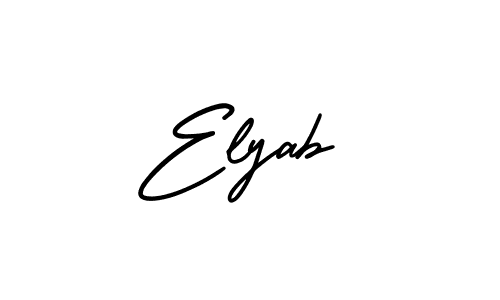 You should practise on your own different ways (AmerikaSignatureDemo-Regular) to write your name (Elyab) in signature. don't let someone else do it for you. Elyab signature style 3 images and pictures png