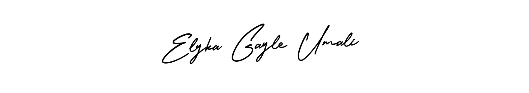The best way (AmerikaSignatureDemo-Regular) to make a short signature is to pick only two or three words in your name. The name Elyka Gayle Umali include a total of six letters. For converting this name. Elyka Gayle Umali signature style 3 images and pictures png