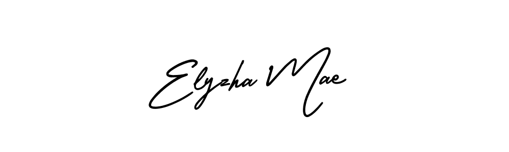 You should practise on your own different ways (AmerikaSignatureDemo-Regular) to write your name (Elyzha Mae) in signature. don't let someone else do it for you. Elyzha Mae signature style 3 images and pictures png