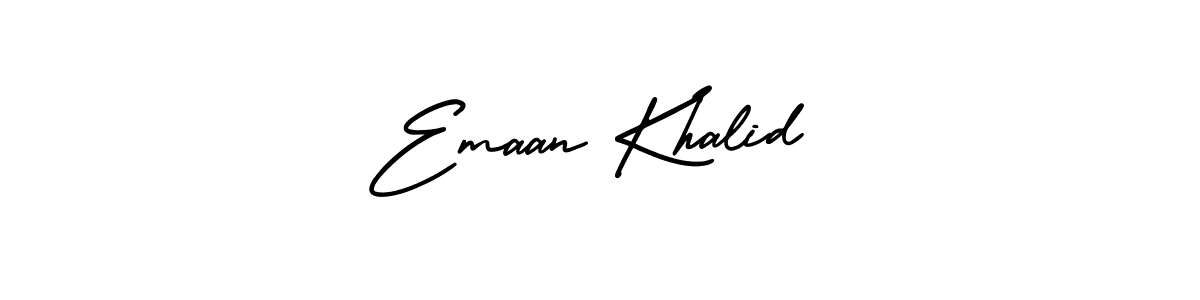 Make a beautiful signature design for name Emaan Khalid. With this signature (AmerikaSignatureDemo-Regular) style, you can create a handwritten signature for free. Emaan Khalid signature style 3 images and pictures png