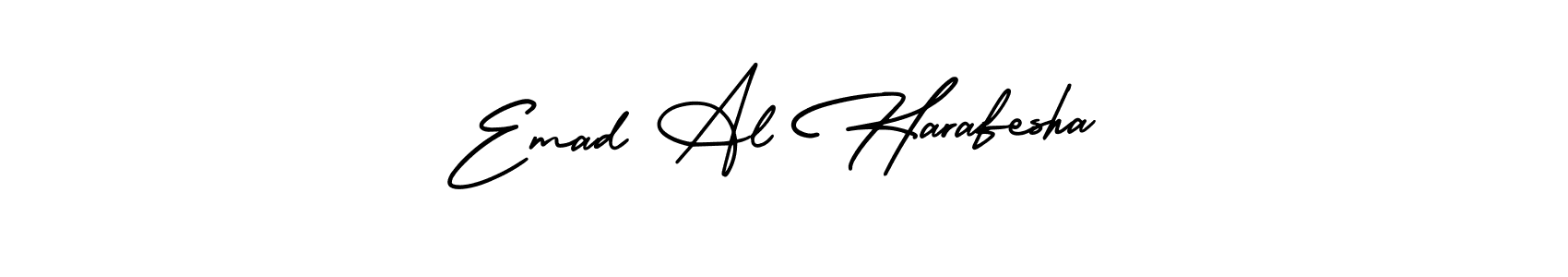 if you are searching for the best signature style for your name Emad Al Harafesha. so please give up your signature search. here we have designed multiple signature styles  using AmerikaSignatureDemo-Regular. Emad Al Harafesha signature style 3 images and pictures png