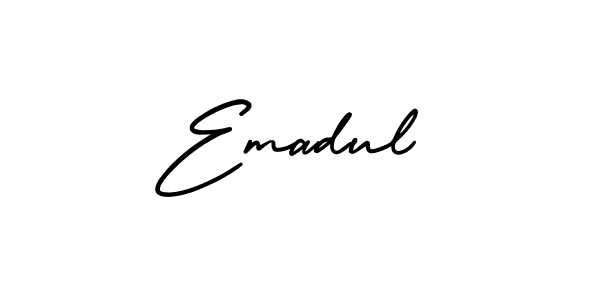 You should practise on your own different ways (AmerikaSignatureDemo-Regular) to write your name (Emadul) in signature. don't let someone else do it for you. Emadul signature style 3 images and pictures png