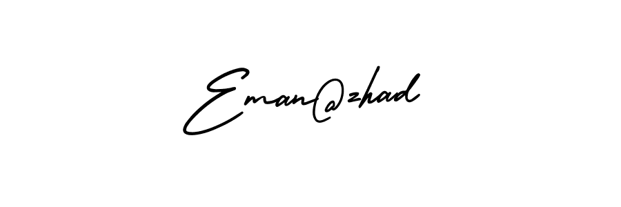 You should practise on your own different ways (AmerikaSignatureDemo-Regular) to write your name (Eman@zhad) in signature. don't let someone else do it for you. Eman@zhad signature style 3 images and pictures png