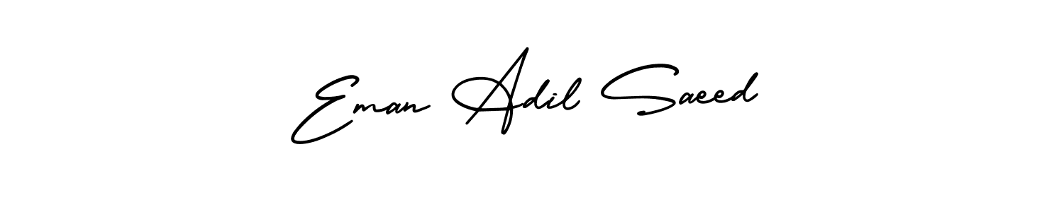 Make a short Eman Adil Saeed signature style. Manage your documents anywhere anytime using AmerikaSignatureDemo-Regular. Create and add eSignatures, submit forms, share and send files easily. Eman Adil Saeed signature style 3 images and pictures png
