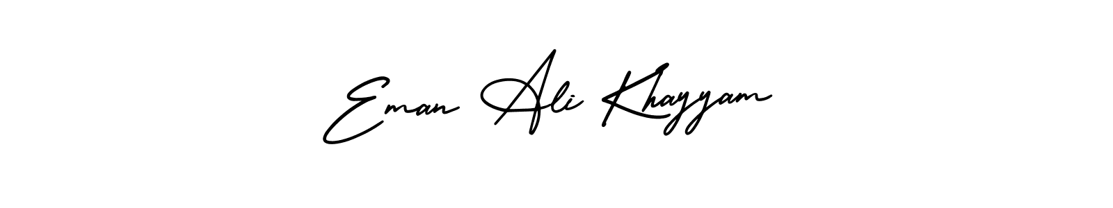 You should practise on your own different ways (AmerikaSignatureDemo-Regular) to write your name (Eman Ali Khayyam) in signature. don't let someone else do it for you. Eman Ali Khayyam signature style 3 images and pictures png