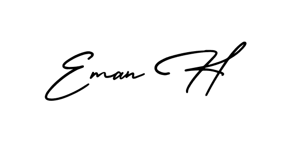 The best way (AmerikaSignatureDemo-Regular) to make a short signature is to pick only two or three words in your name. The name Eman H include a total of six letters. For converting this name. Eman H signature style 3 images and pictures png