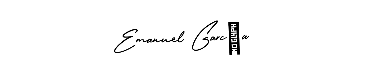 You should practise on your own different ways (AmerikaSignatureDemo-Regular) to write your name (Emanuel García) in signature. don't let someone else do it for you. Emanuel García signature style 3 images and pictures png