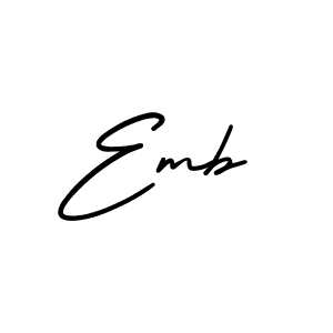 Make a beautiful signature design for name Emb. With this signature (AmerikaSignatureDemo-Regular) style, you can create a handwritten signature for free. Emb signature style 3 images and pictures png