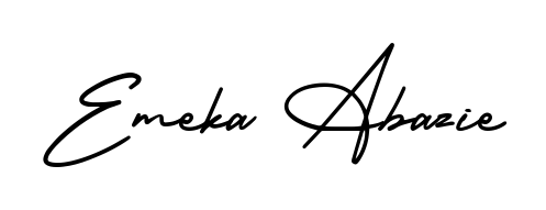 Create your official email sign-off with Emeka Abazie name in AmerikaSignatureDemo-Regular style. Crisp, clean, and perfectly legible across all screens. Emeka Abazie signature style 3 images and pictures png