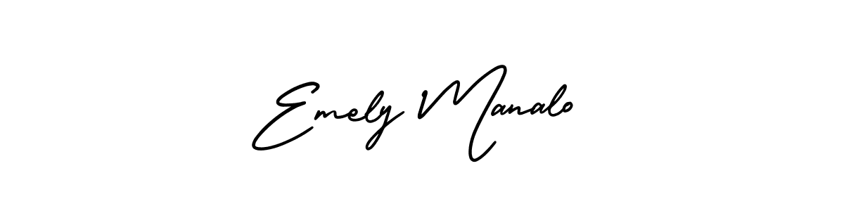 This is the best signature style for the Emely Manalo name. Also you like these signature font (AmerikaSignatureDemo-Regular). Mix name signature. Emely Manalo signature style 3 images and pictures png