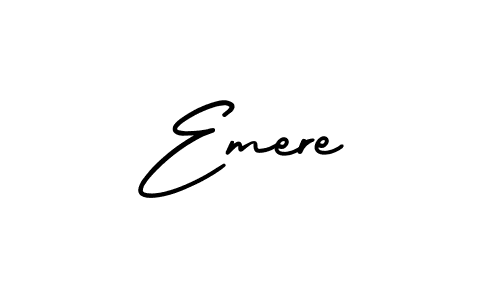 The best way (AmerikaSignatureDemo-Regular) to make a short signature is to pick only two or three words in your name. The name Emere include a total of six letters. For converting this name. Emere signature style 3 images and pictures png
