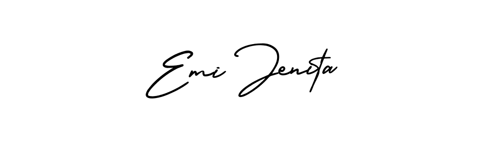 How to make Emi Jenita name signature. Use AmerikaSignatureDemo-Regular style for creating short signs online. This is the latest handwritten sign. Emi Jenita signature style 3 images and pictures png