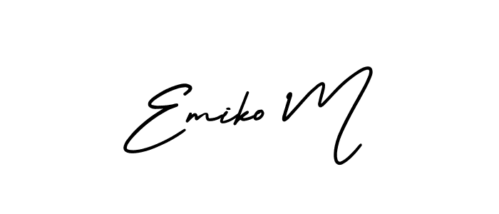 It looks lik you need a new signature style for name Emiko M. Design unique handwritten (AmerikaSignatureDemo-Regular) signature with our free signature maker in just a few clicks. Emiko M signature style 3 images and pictures png