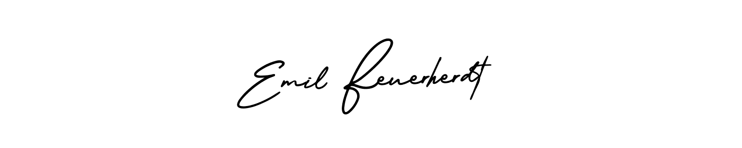 The best way (AmerikaSignatureDemo-Regular) to make a short signature is to pick only two or three words in your name. The name Emil Feuerherdt include a total of six letters. For converting this name. Emil Feuerherdt signature style 3 images and pictures png