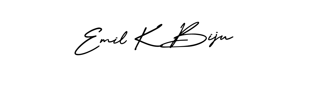 AmerikaSignatureDemo-Regular is a professional signature style that is perfect for those who want to add a touch of class to their signature. It is also a great choice for those who want to make their signature more unique. Get Emil K Biju name to fancy signature for free. Emil K Biju signature style 3 images and pictures png