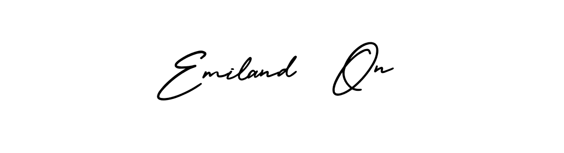 AmerikaSignatureDemo-Regular is a professional signature style that is perfect for those who want to add a touch of class to their signature. It is also a great choice for those who want to make their signature more unique. Get Emiland  On name to fancy signature for free. Emiland  On signature style 3 images and pictures png