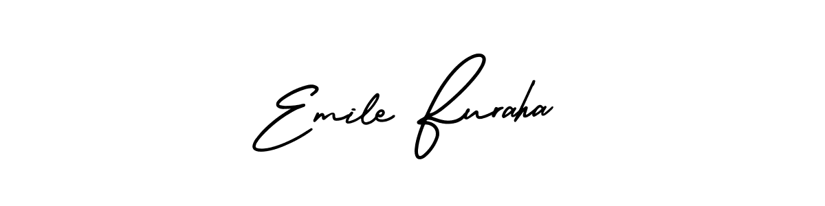 You should practise on your own different ways (AmerikaSignatureDemo-Regular) to write your name (Emile Furaha) in signature. don't let someone else do it for you. Emile Furaha signature style 3 images and pictures png