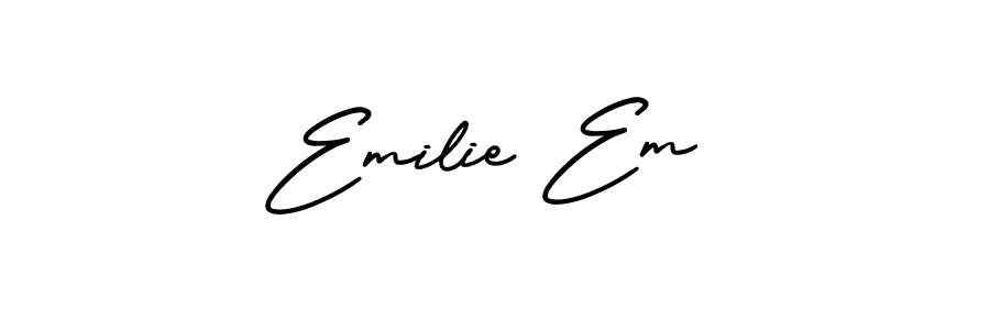 The best way (AmerikaSignatureDemo-Regular) to make a short signature is to pick only two or three words in your name. The name Emilie Em include a total of six letters. For converting this name. Emilie Em signature style 3 images and pictures png