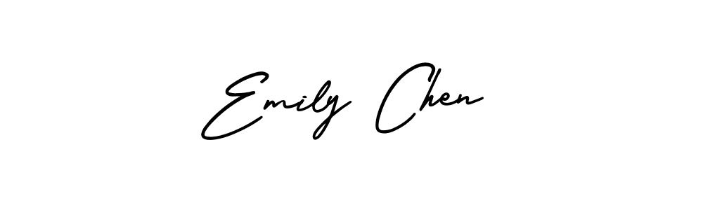 You should practise on your own different ways (AmerikaSignatureDemo-Regular) to write your name (Emily Chen) in signature. don't let someone else do it for you. Emily Chen signature style 3 images and pictures png