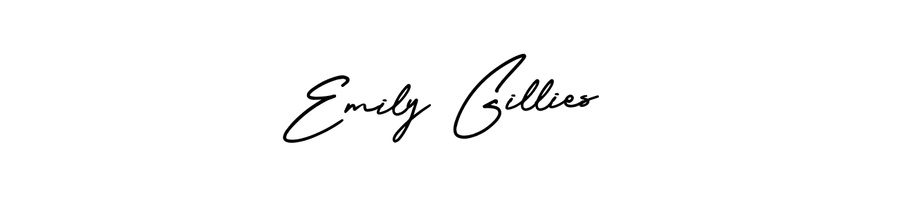 You should practise on your own different ways (AmerikaSignatureDemo-Regular) to write your name (Emily Gillies) in signature. don't let someone else do it for you. Emily Gillies signature style 3 images and pictures png