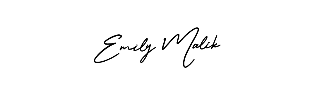You should practise on your own different ways (AmerikaSignatureDemo-Regular) to write your name (Emily Malik) in signature. don't let someone else do it for you. Emily Malik signature style 3 images and pictures png