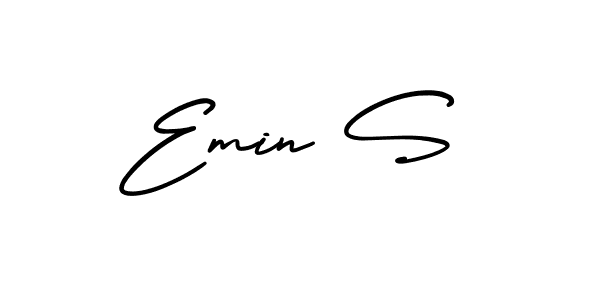 You should practise on your own different ways (AmerikaSignatureDemo-Regular) to write your name (Emin S) in signature. don't let someone else do it for you. Emin S signature style 3 images and pictures png