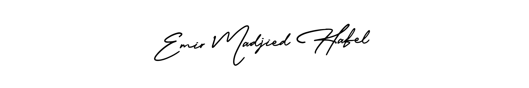 if you are searching for the best signature style for your name Emir Madjied Hafel. so please give up your signature search. here we have designed multiple signature styles  using AmerikaSignatureDemo-Regular. Emir Madjied Hafel signature style 3 images and pictures png