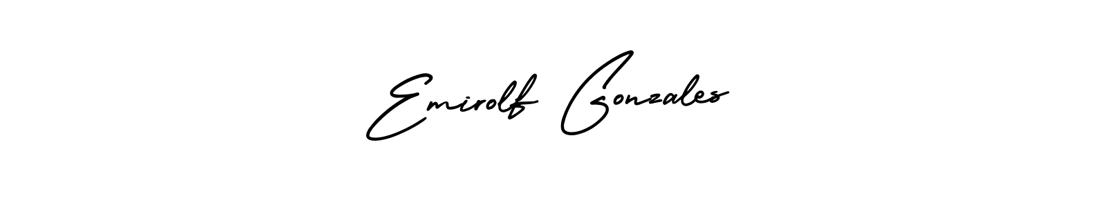 This is the best signature style for the Emirolf Gonzales name. Also you like these signature font (AmerikaSignatureDemo-Regular). Mix name signature. Emirolf Gonzales signature style 3 images and pictures png