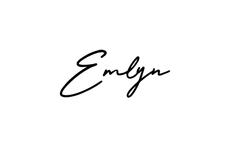 The best way (AmerikaSignatureDemo-Regular) to make a short signature is to pick only two or three words in your name. The name Emlyn include a total of six letters. For converting this name. Emlyn signature style 3 images and pictures png