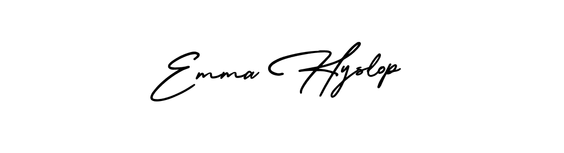 Emma Hyslop stylish signature style. Best Handwritten Sign (AmerikaSignatureDemo-Regular) for my name. Handwritten Signature Collection Ideas for my name Emma Hyslop. Emma Hyslop signature style 3 images and pictures png