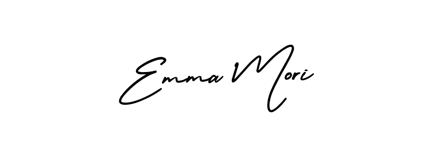 This is the best signature style for the Emma Mori name. Also you like these signature font (AmerikaSignatureDemo-Regular). Mix name signature. Emma Mori signature style 3 images and pictures png